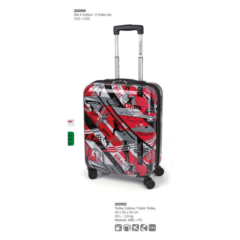LOTE 2 TROLLEYS CABINA 40*55*20 GABOL18 SCHOOL GAME 222550