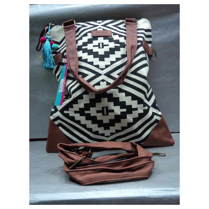 BOLSO BANDOLERA VERTICAL FUNKYFISH SACO C/ASAS 40CM GEOMETRIC FF133383 ^