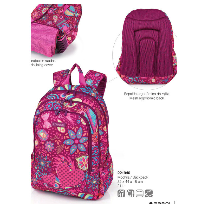 MOCHILA GABOL18 SCHOOL LUCKY ACOLCHADA 44CM 221940