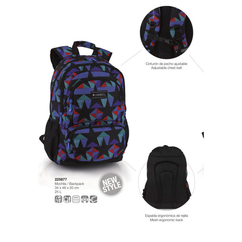 MOCHILA DOBLE GABOL19 SCHOOL TEEN GEO 225877