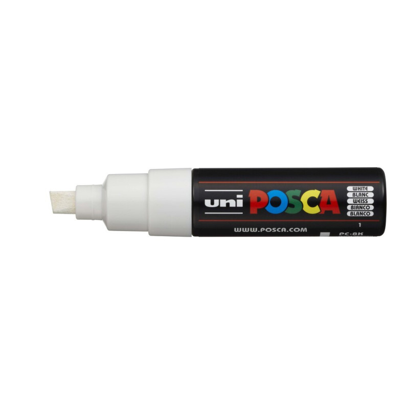 MARCADOR UNI-BALL POSCA PC-8K BISEL GRUESO 8MM BLANCO -1-