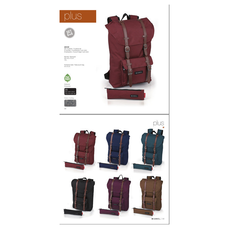 SET 6 MOCHILAS +6 PORTATODOS GABOL18 SCHOOL PLUS 223120