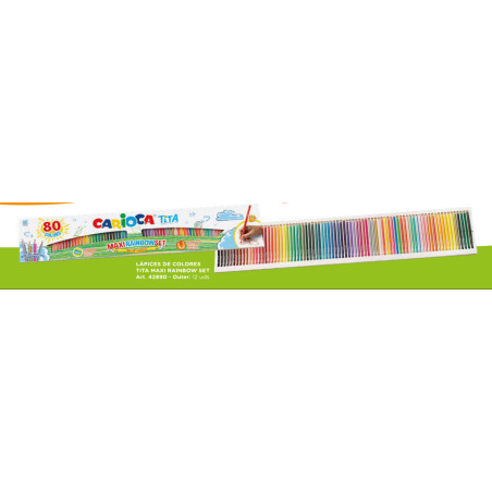 LAPIZ CARIOCA TITA RAINBOW SET MAXI CAJA CARTON 80 COLORES 42890