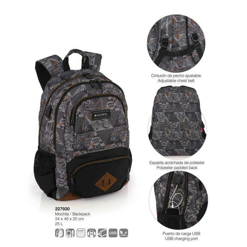 MOCHILA CON USB WR GABOL20 BALU TEENAGER 46CM 227930