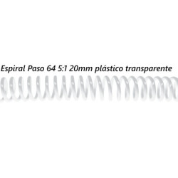 ESPIRAL 20MM PLASTICO TRANSPARENTE PASO 64 5:1 C/100U DHP 1820044