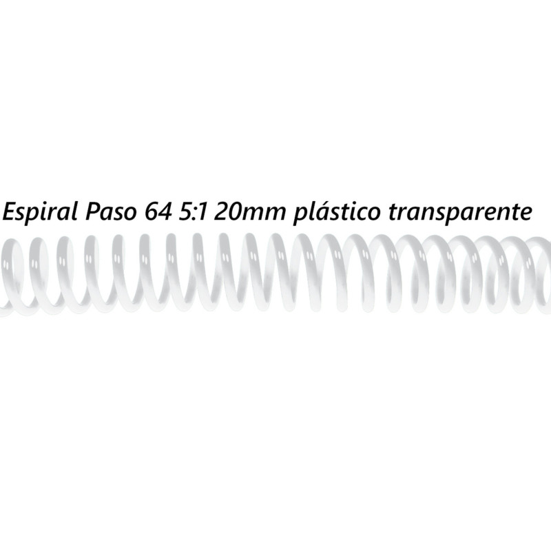 ESPIRAL 20MM PLASTICO TRANSPARENTE PASO 64 5:1 C/100U DHP 1820044