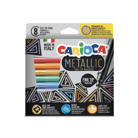 ROTULADOR CARIOCA METALLIC PUNTA FINA 8 COLORES ESTUCHE UNIDAD 43162