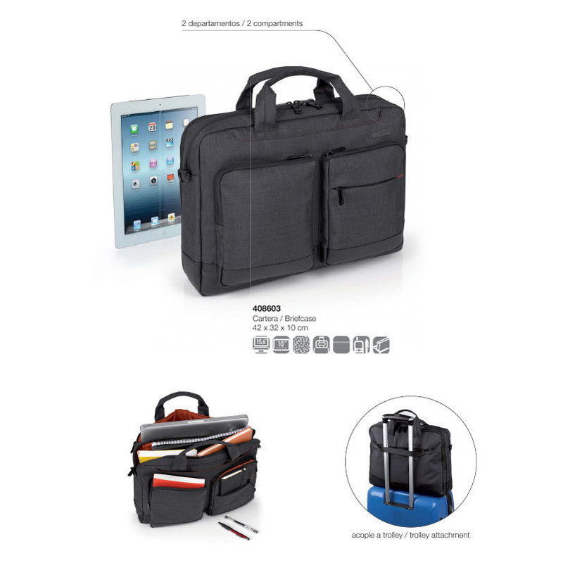 BANDOLERA 2 DEPARTAMENTOS 15,6 GRIS SYSTEM 408603 16 GABOL18 BUSINESS WINTER