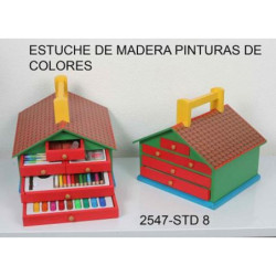ESTUCHE WG MADERA CASITA DE COLORES 5 CAJONES  2547 ^