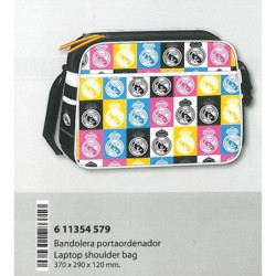 MOCHILA SAFTA 12 REAL MADRID CHICA BANDOLERA PORTAORDENADOR 37CM 611354579 ^