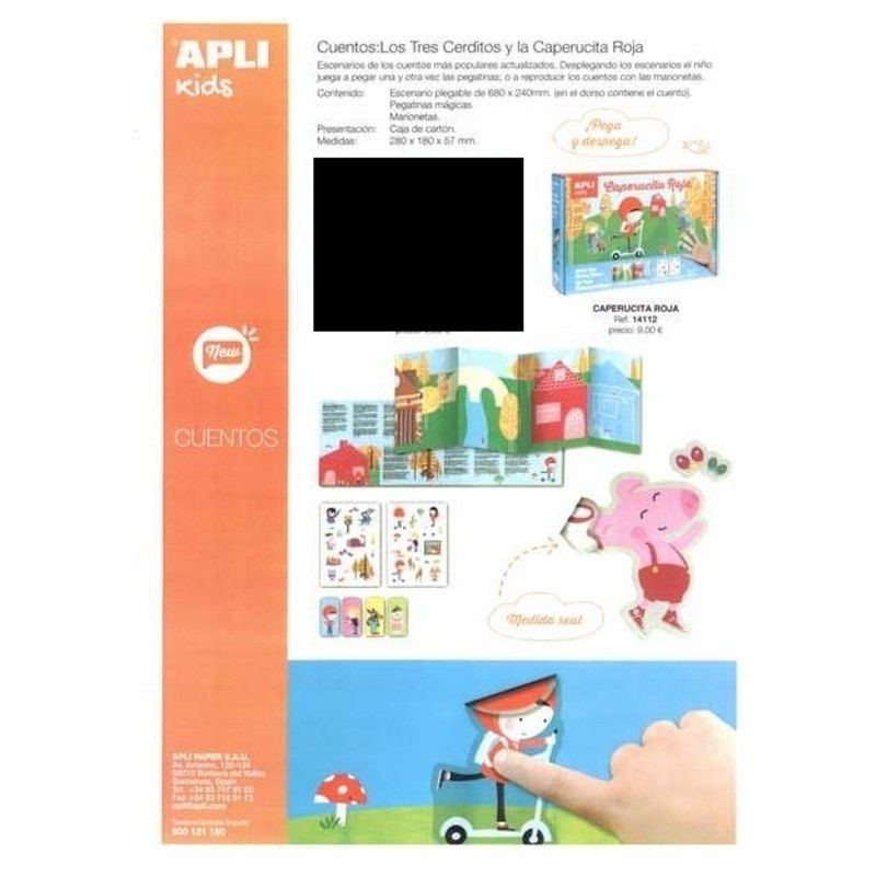 CUENTO APLI INFANTIL C/GOMETS ESTUCHE CAPERUCITA ROJA 14112 ^