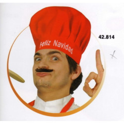 GORRO COCINERO FELIZ NAVIDAD ROJO 42814 ^