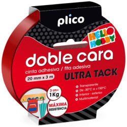 CINTA ADHESIVA DOBLE CARA ULTRA TACK 3M X 20MM PLICO