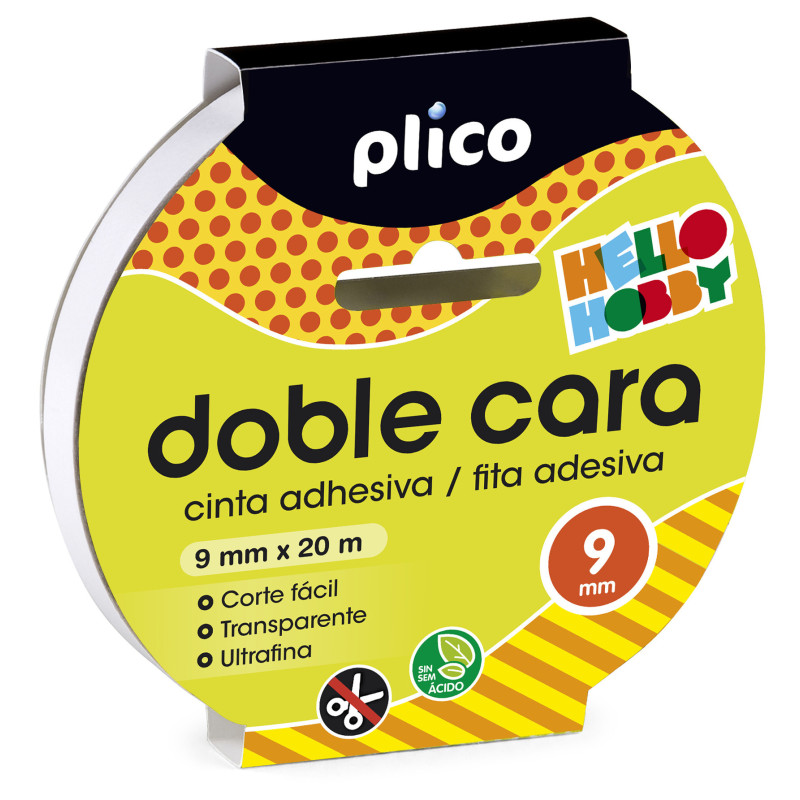 CINTA ADHESIVA DOBLE CARA 20M x 9MM PARA MANUALIDADES PLICO-EN CJ DE 20