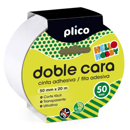 CINTA ADHESIVA DOBLE CARA 20M x 50MM PARA MANUALIDADES PLICO - en cj de 10