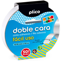 CINTA ADHESIVA DOBLE CARA FÁCIL USO 50M X 12/18MM PLICO