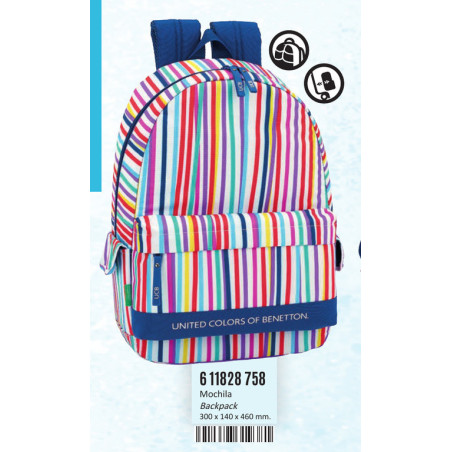 MOCHILA ADAPT.CARRO BENETTON COLOR LINES 46 CM 611828758 SAFTA18 JULIO