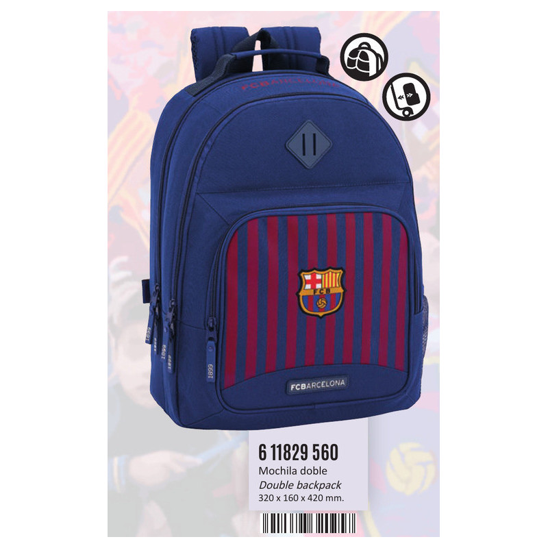 MOCHILA DOBLE ADAPTABLE F.C.BARCELONA 18/19 611829560 SAFTA19 ENERO 32*42