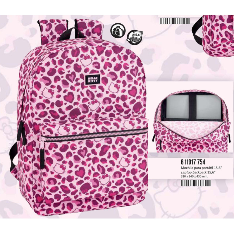 MOCHILA PARA PORTATIL 15,6'' HELLO KITTY LEOPARD 611917754 SAFTA20 ENERO