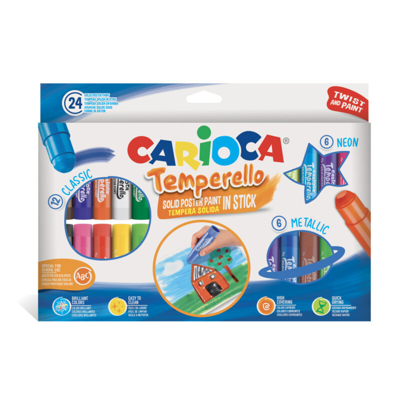 TEMPERA SOLIDA CARIOCA TEMPERELLO SURTIDO REGALO 24 COLORES UNIDAD 43290