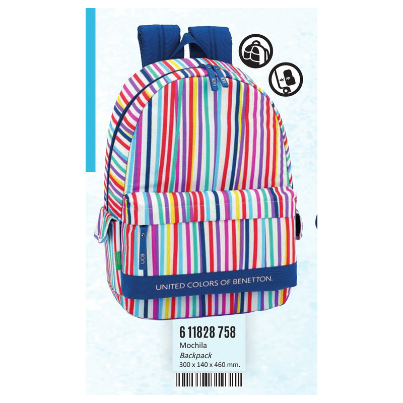MOCHILA ADAPT.CARRO BENETTON COLOR LINES 46 CM 611828758 SAFTA18 JULIO