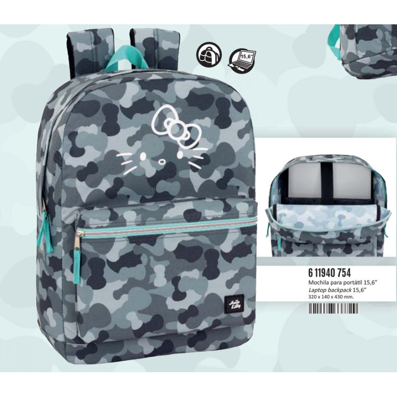MOCHILA PARA PORTATIL 15,6'' HELLO KITTY CAMO 611940754 SAFTA20 ENERO