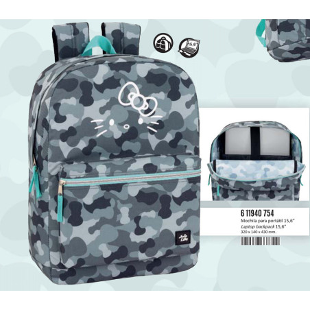 MOCHILA PARA PORTATIL 15,6'' HELLO KITTY CAMO 611940754 SAFTA20 ENERO