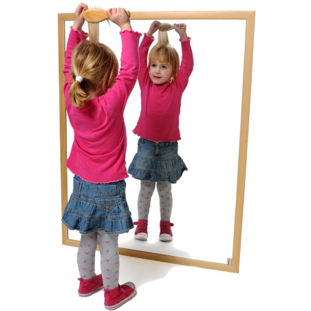 ESPEJO INFANTIL IRROMPIBLE 100x65 CM MADERA NATURAL HAYA HENBEA 996/F