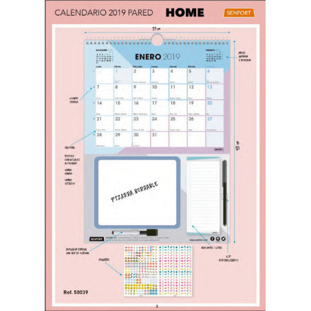 CALENDARIO PARED 31 X 43 CM. SENFORT19 HOME 50039