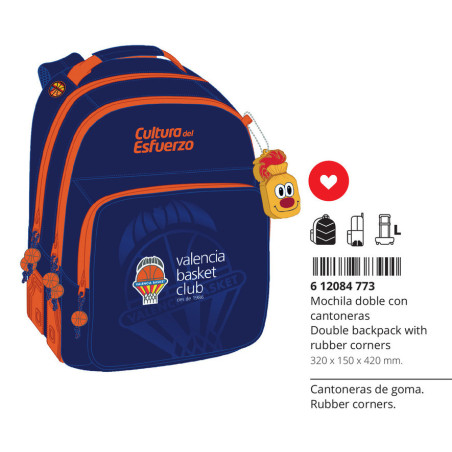 MOCHILA DOBLE ADAPT.CARRO VALENCIA BASKET SAFTA26 612084773 42X32 UNIDAD