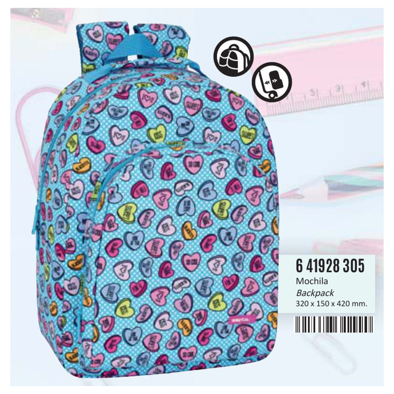 MOCHILA ADAPTABLE CARRO SAFTA SWEET HEART BLUE 641928305 SAFTA20 ENERO