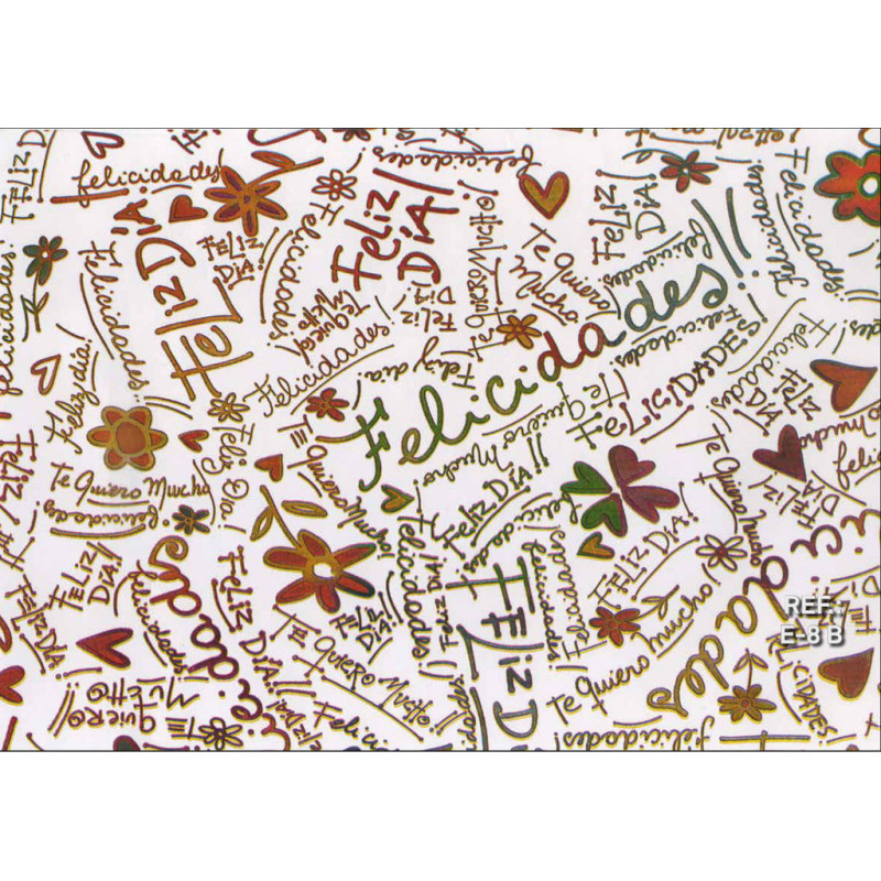 PAPEL REGALO ROLLO 62 SETIMPRES ESTUCADO FELICIDADES FONDO BLANCO E8B