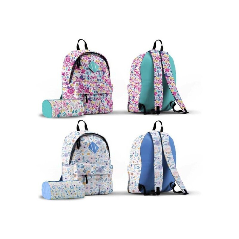 MOCHILA POESSA FLOWERS C/PORTATODO 2 MOD SURTIDOS 331001