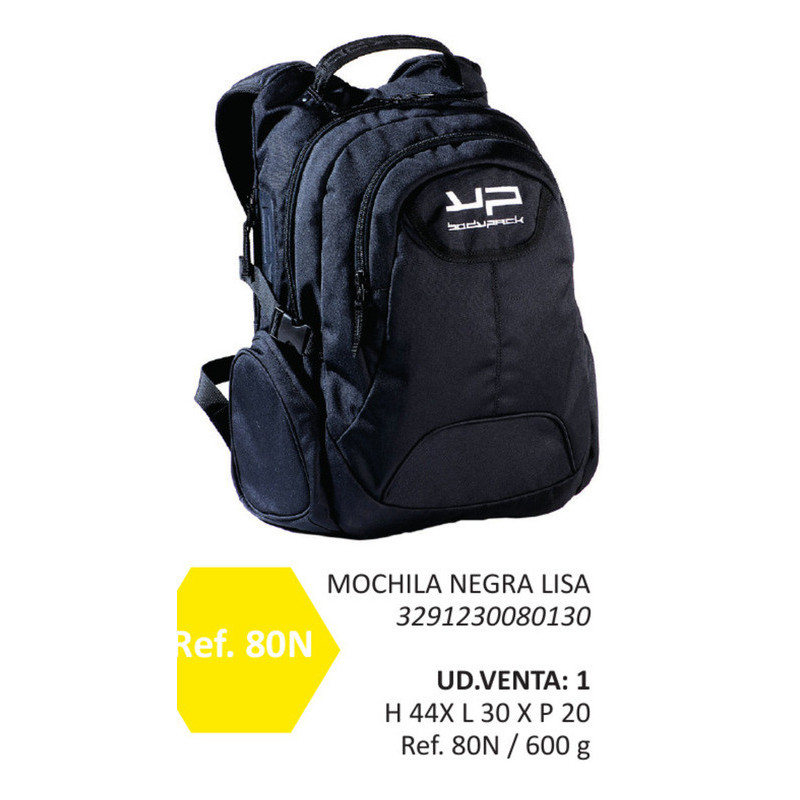 MOCHILA BODYPACK20 DOBLE LISA NEGRA 42CM M80