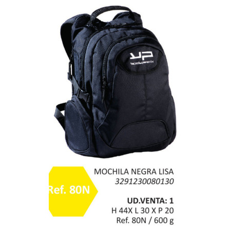 MOCHILA BODYPACK20 DOBLE LISA NEGRA 42CM M80