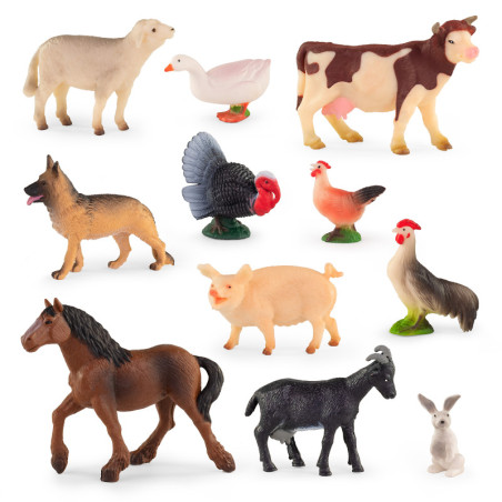 ANIMALES GRANJA PLASTICO 11 FIGURAS BOTE MINILAND 27420
