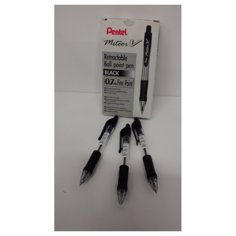 BOLIGRAFO PENTEL METEOR RETRACTIL BK82F NEGRO C/12U ^