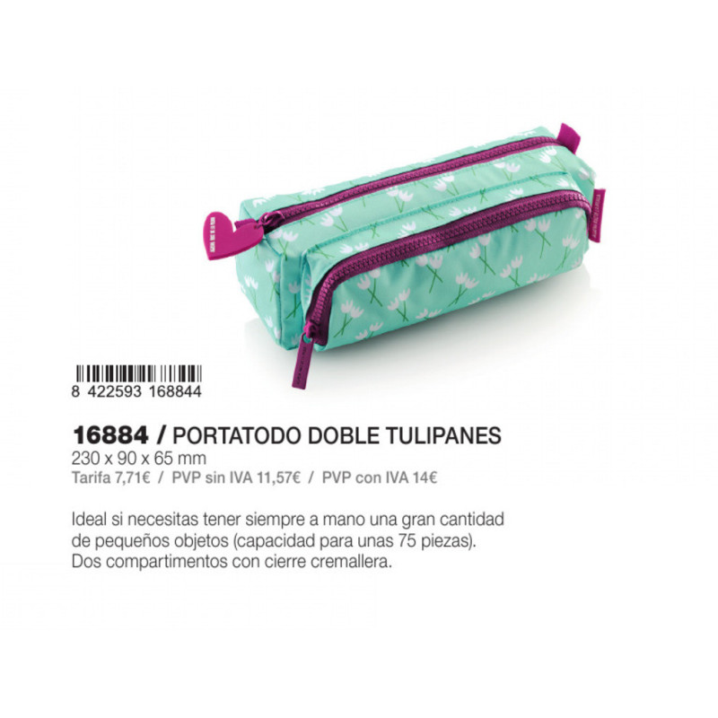 PORTATODO DOBLE MIQUELRIUS18 TULIPANES AGATHA RUIZ DE LA PRADA 230 X 90 X 65 MM 16884