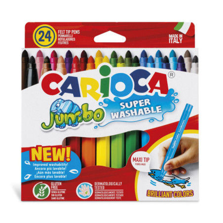 ROTULADOR CARIOCA JUMBO CARTON 24 COLORES SURTIDOS 40570 UNIDAD