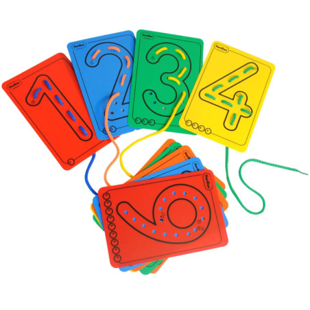 HILAR NUMEROS 10 TARJETAS PLASTICO+CORDONES HENBEA 723