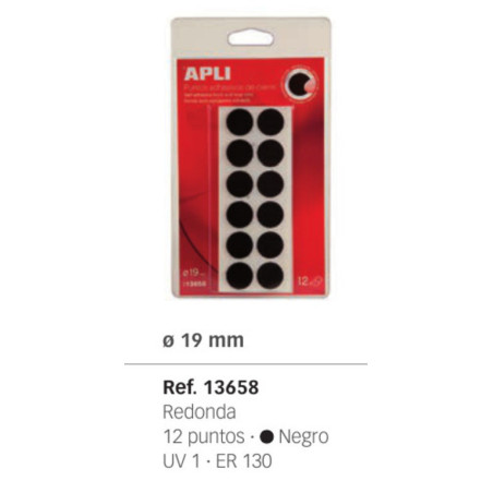CINTA ADHESIVA APLI VELCRO PUNTO 19MM NEGRO 12U  13658