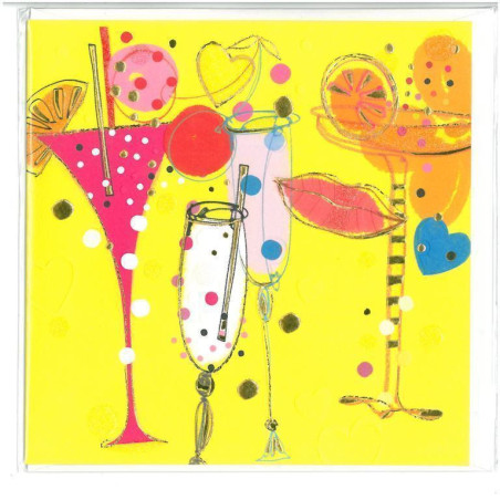 TARJETA FELICITACION ARGU TURNOWSKY GRABADO ORO FIESTA COPAS 38452 ^