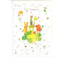 TARJETA FELICITACION ARGU TURNOWSKY GRABADO ORO NUBE ANIMALES 38474 ^