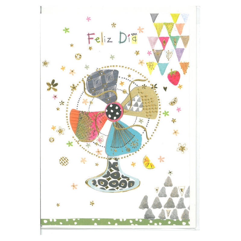 TARJETA FELICITACION ARGU TURNOWSKY GRABADO ORO VENTILADOR 39717 ^