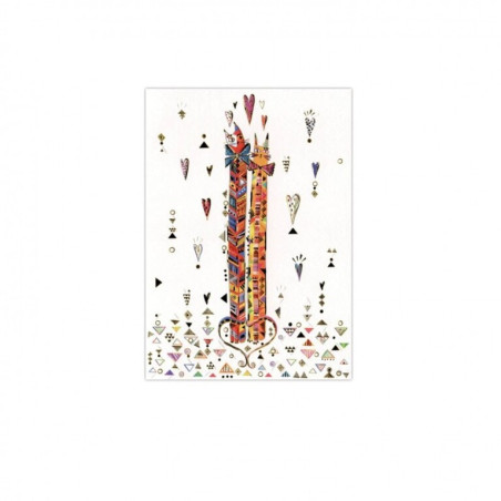 TARJETA FELICITACION ARGU TURNOWSKY GRABADO GATOS CORAZONES 39790