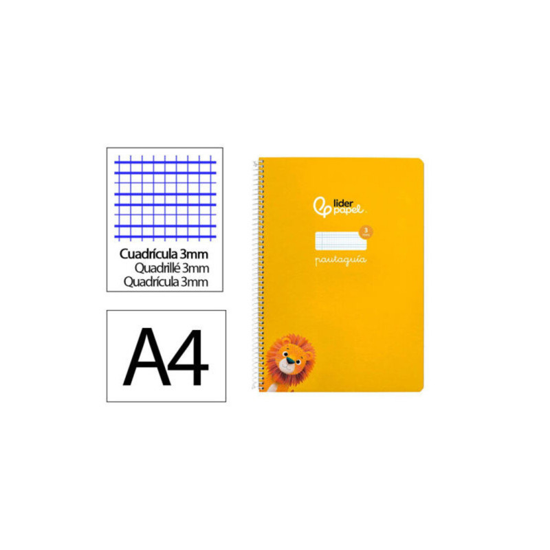 CUADERNO TD FL 80H LIDERPAPEL PAUTAGUIA LAMELA 3 MARGEN AMARILLO LEON 171788 UNIDAD