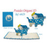TARJETA FELICITACION ARGU 3D ORIGAMI CARRITO COCHE NIÑO 44629