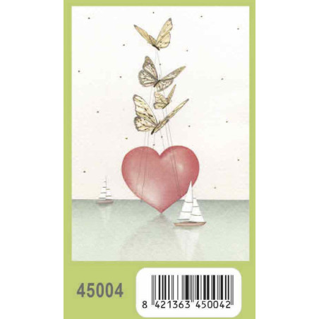 TARJETA FELICITACION ARGU TURNOWSKY GRABADO CORAZON MARIPOSAS 45004