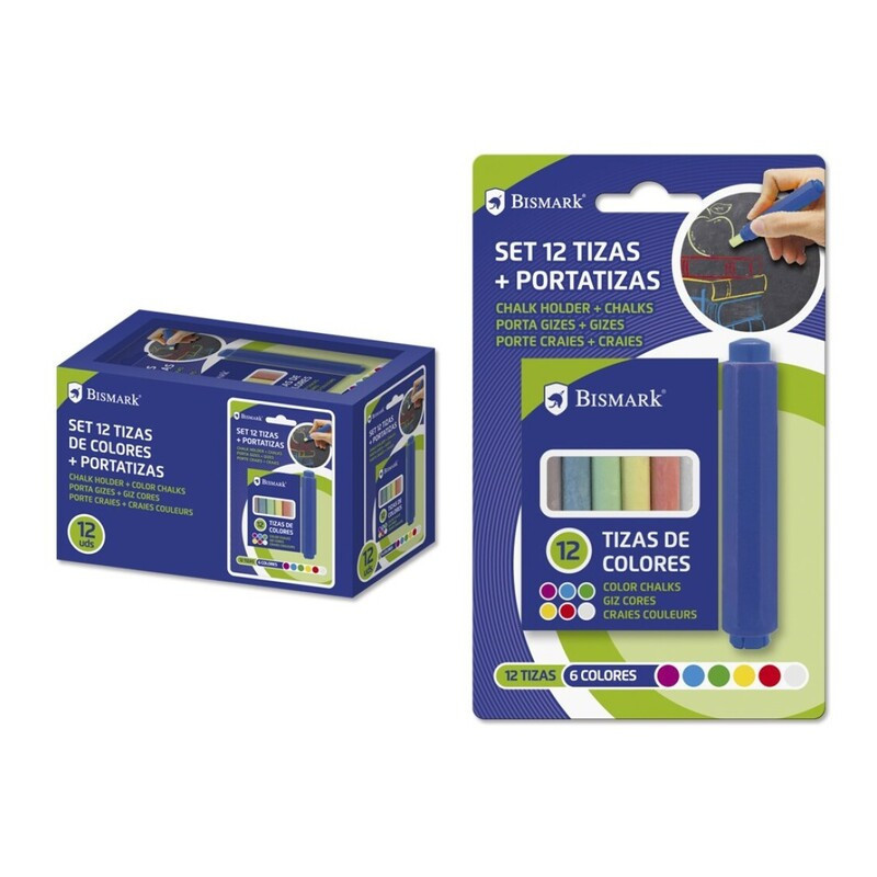 PORTATIZAS PLASTICO BISMARK Y CAJA 12 TIZA COLORES POESSA 328229