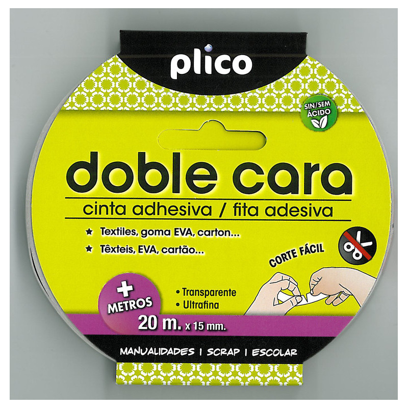 CINTA ADHESIVA PLICO DOBLE CARA 15MM*20M 13312